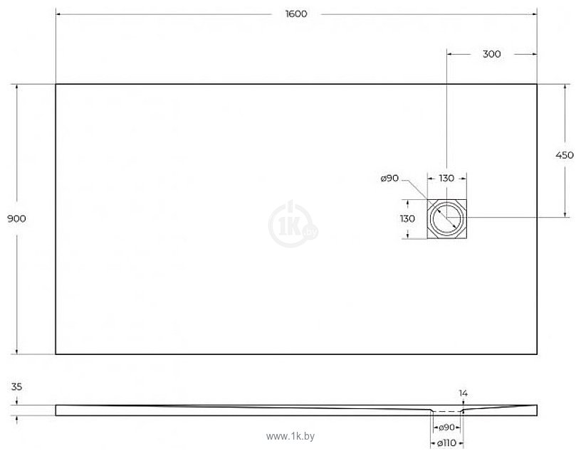 Фотографии BelBagno TRAY-MR-UNO-AH-160/90-35-W-CR 160x90