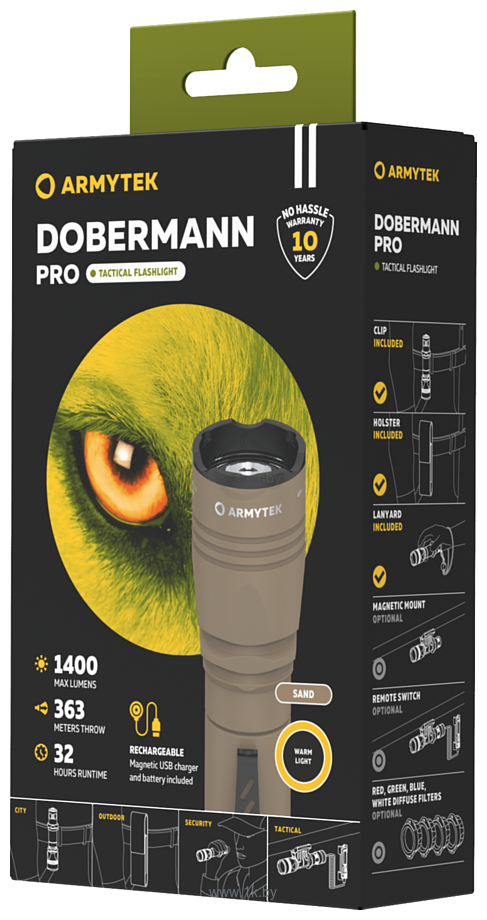 Фотографии Armytek Dobermann Pro Magnet USB Sand (теплый свет)