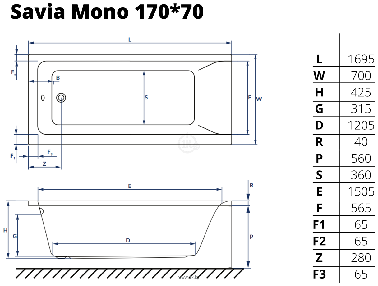 Фотографии Excellent Savia Mono 170x70 с ножками