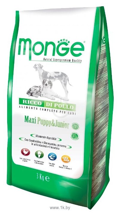 Фотографии Monge (3 кг) Dog Maxi Puppy&Junior – Курица с рисом. Для щенков и юниоров крупных пород