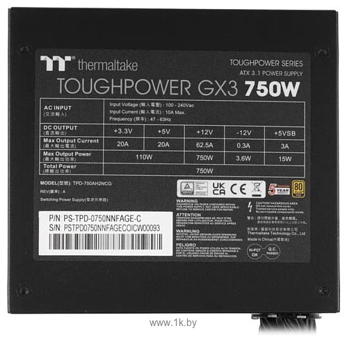 Фотографии Thermaltake Toughpower GX3 750W PS-TPD-0750NNFAGE-C