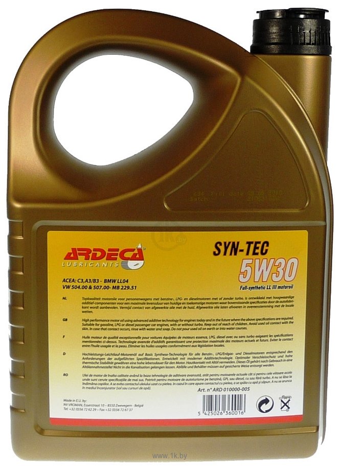 Фотографии Ardeca SYN-TEC C4 5W-30 5л