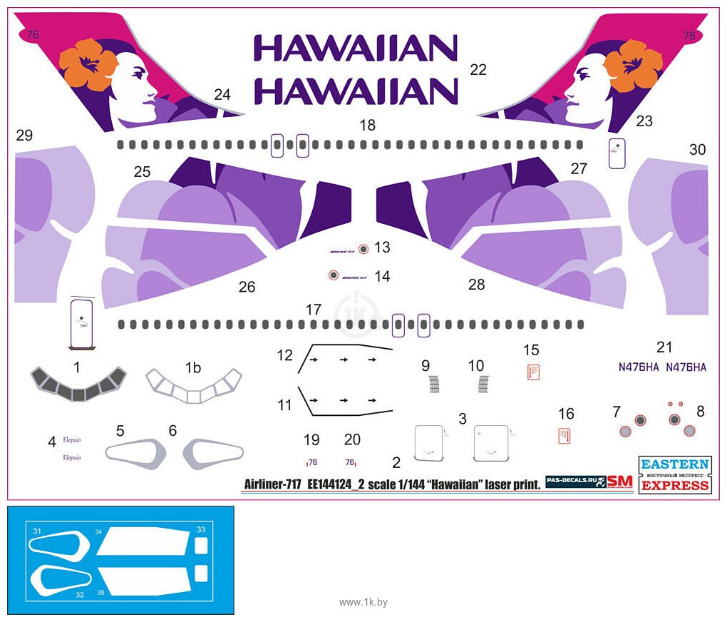 Фотографии Eastern Express Авиалайнер 717 Hawaiian Airliner EE144124-2