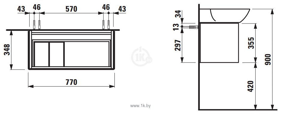 Фотографии Laufen Тумба Ino H4254010301701 с умывальником Ino H8133020001041