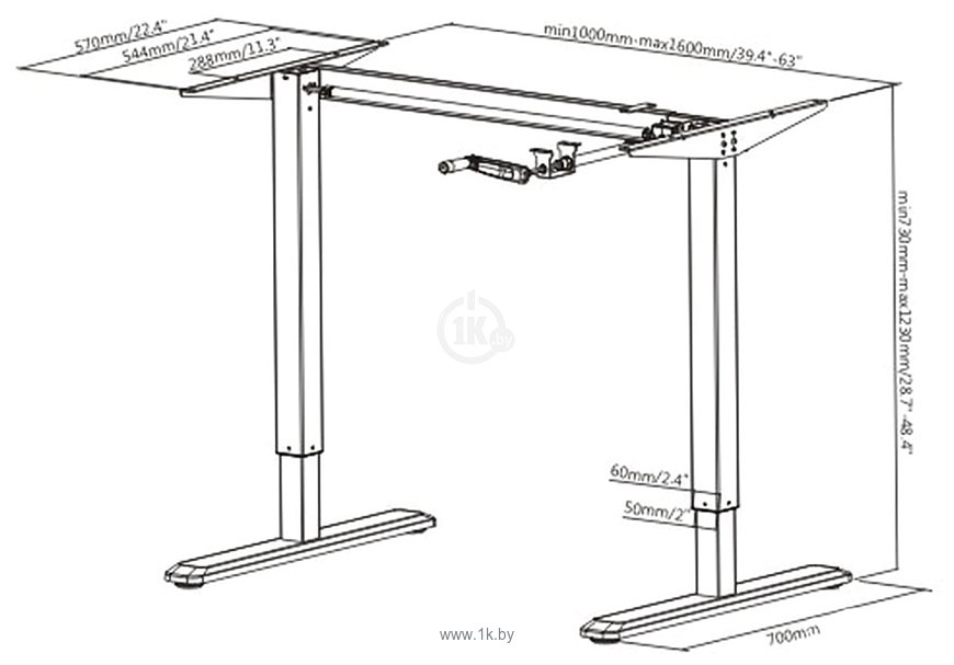 Фотографии ErgoSmart Manual Desk Special 1380x800x18 мм (альпийский белый/черный)