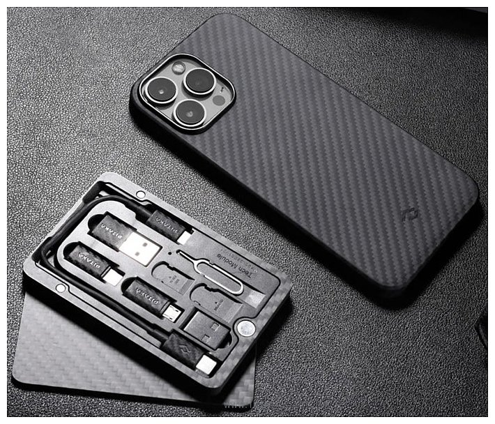 Фотографии Pitaka MagEZ Case 2 для iPhone 13 Pro (twill, черный/серый)