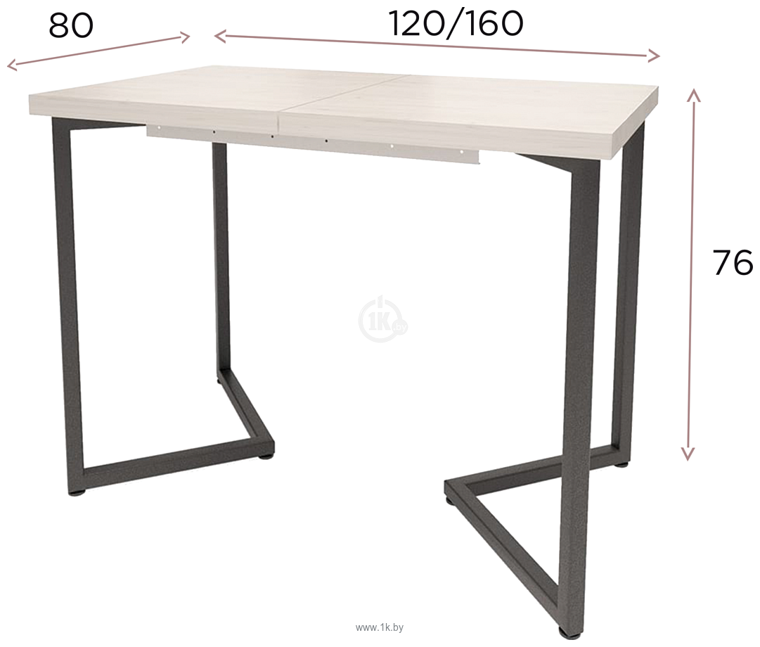 Фотографии Millwood Лофт Лондон Л 120-160x80x76 (дуб золотой Craft-металл черный)