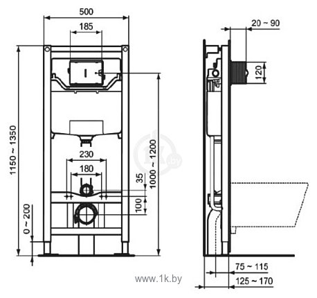 Фотографии Ideal Standard Tesi Aquablade + кнопка Olias M2 (хром) S0079R0121AA