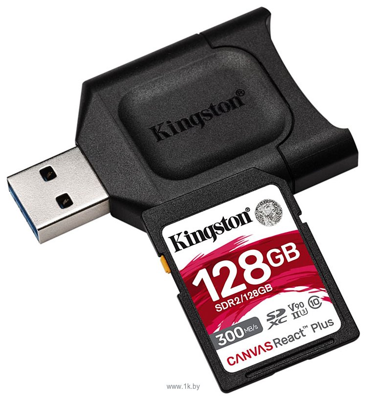 Фотографии Kingston Canvas React Plus SDXC 128GB (с кардридером)