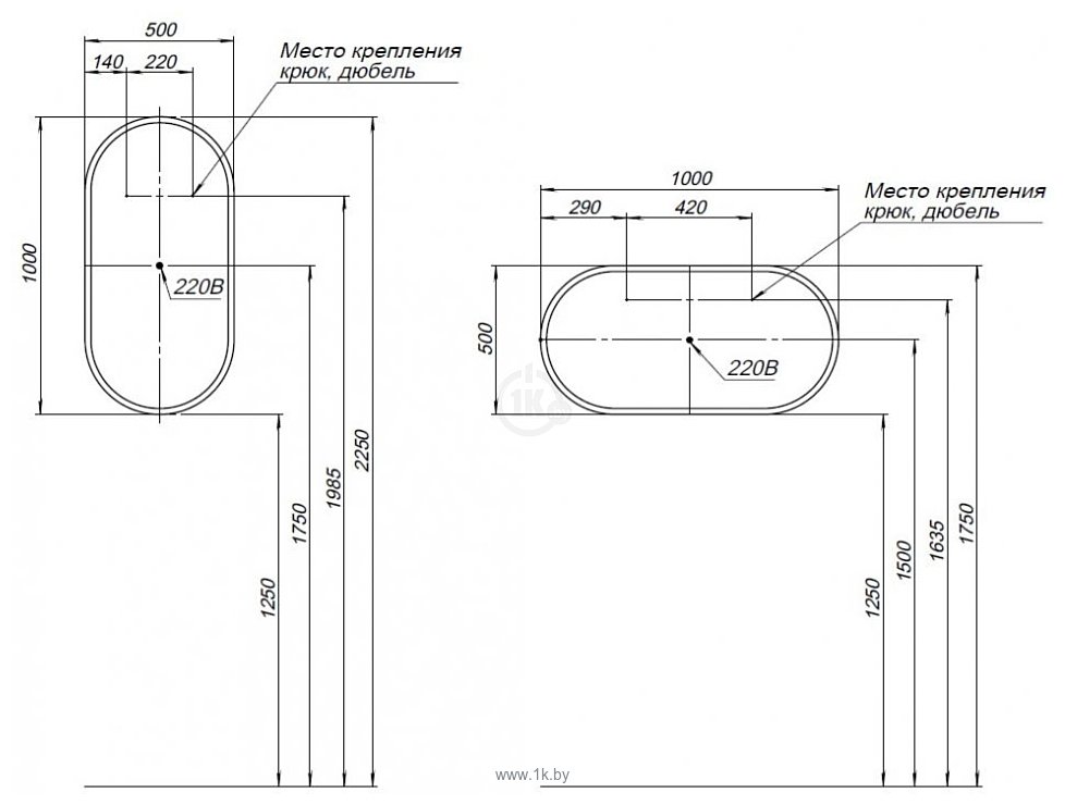 Фотографии Aquanet  Монте 50x100 Led 288970