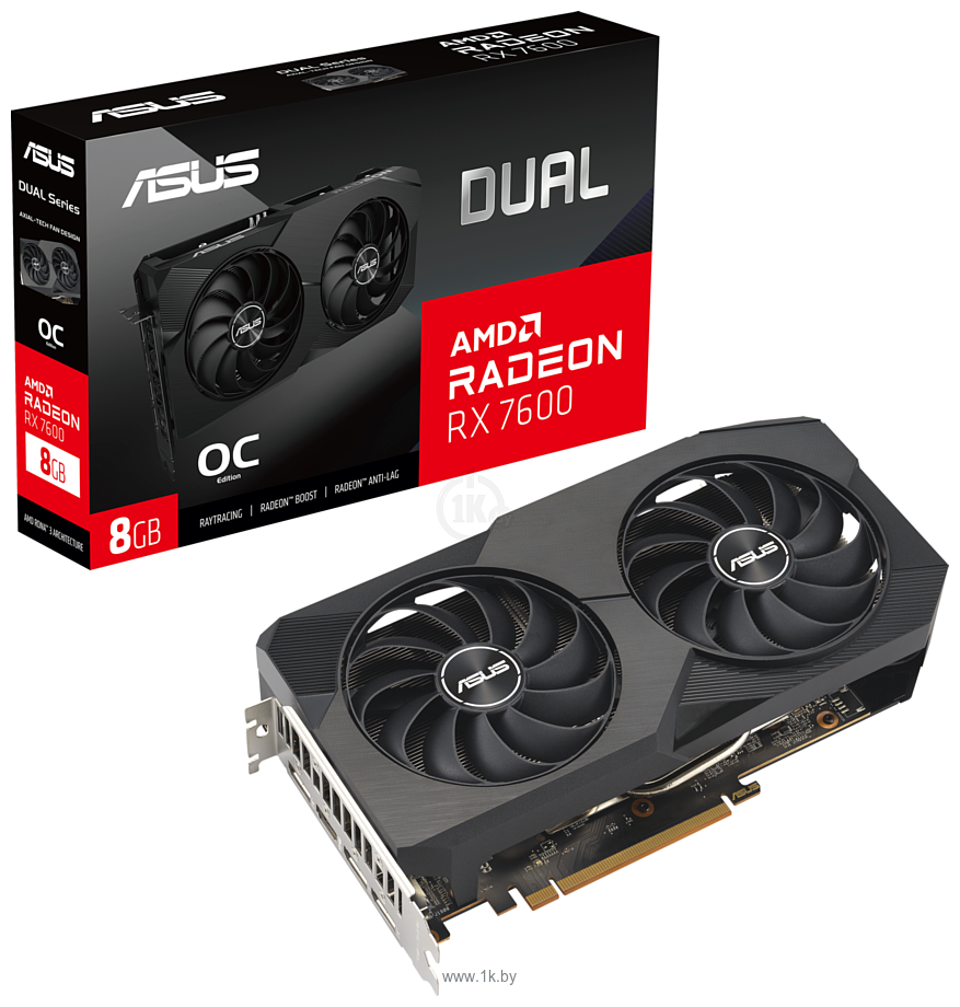 Фотографии ASUS DUAL Radeon RX 7600 OC Edition 8GB GDDR6 (DUAL-RX7600-O8G)