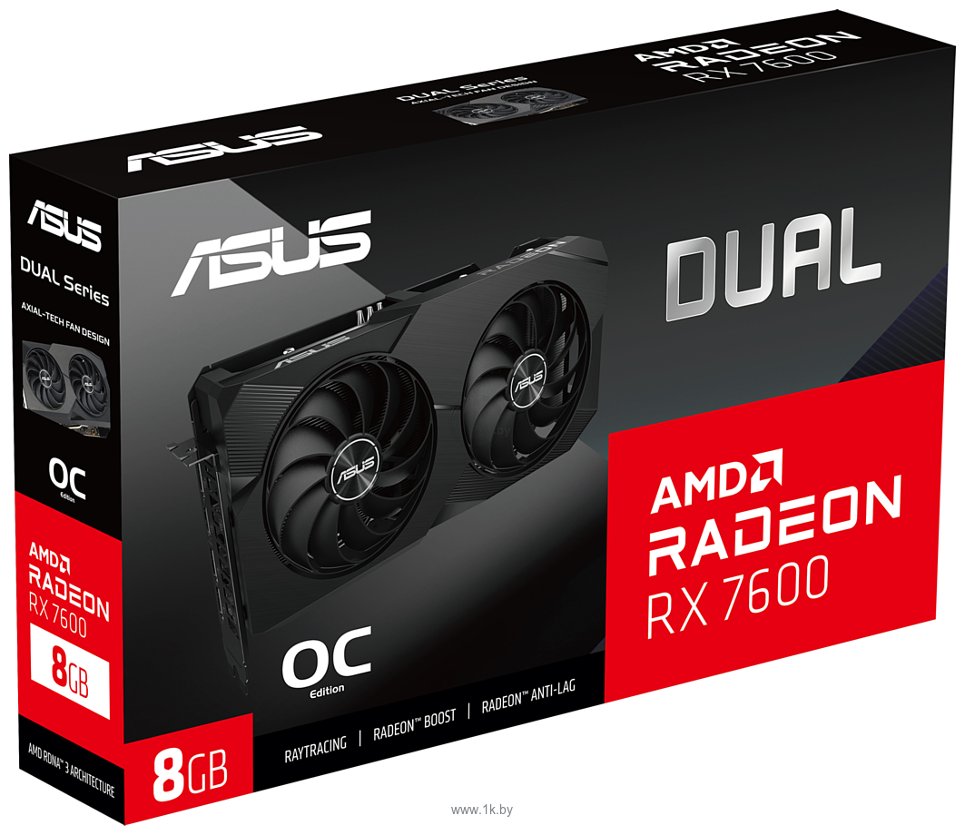 Фотографии ASUS DUAL Radeon RX 7600 OC Edition 8GB GDDR6 (DUAL-RX7600-O8G)