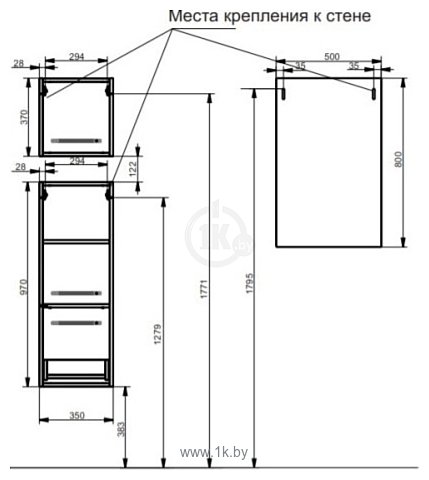 Фотографии Эстет Шкаф-полупенал Elin R 35x22x37 ФР-00003351