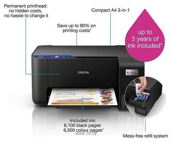 Фотографии Epson EcoTank L3211 (ресурс стартовых контейнеров 6500/8100, контейнер 003)