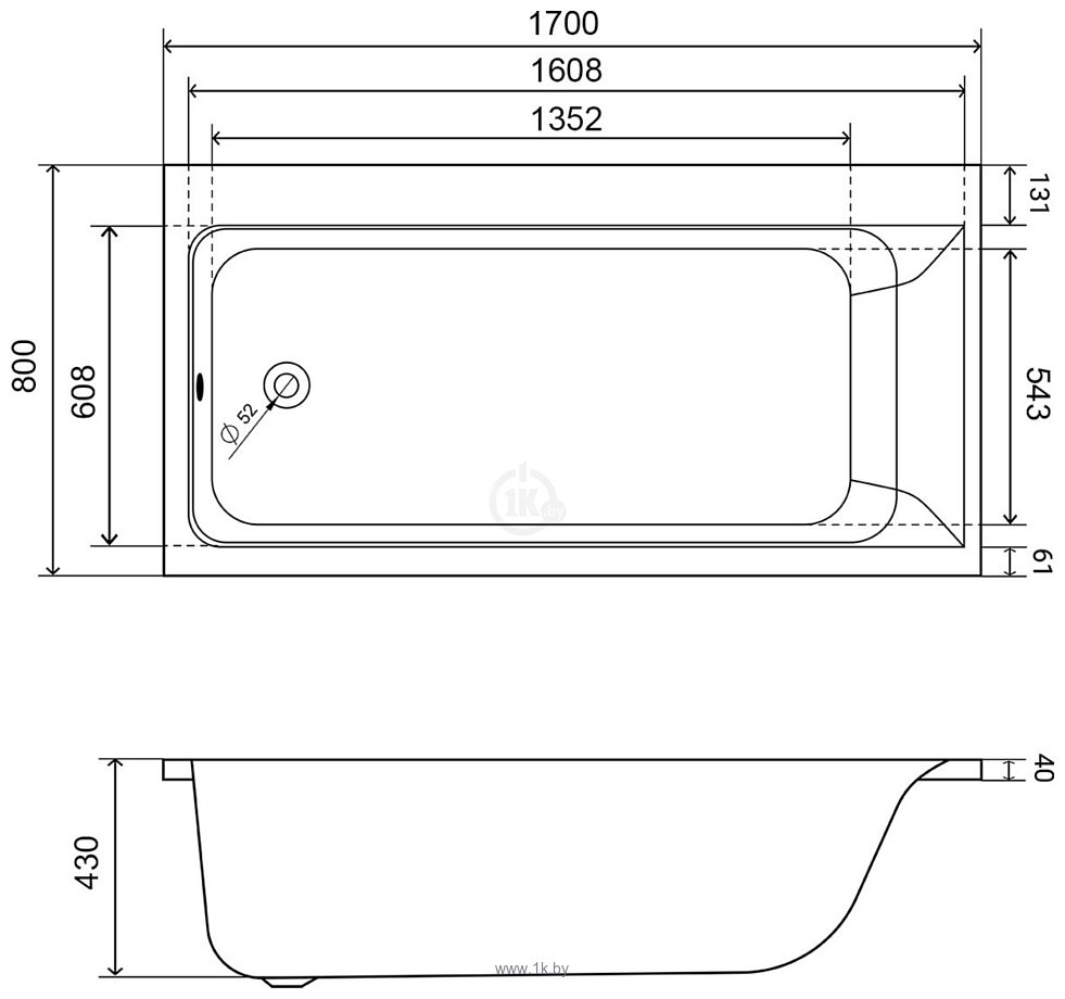 Фотографии Lauter Seraphina 170x80 2112170L с ножками, лицевым и торцевым экранами