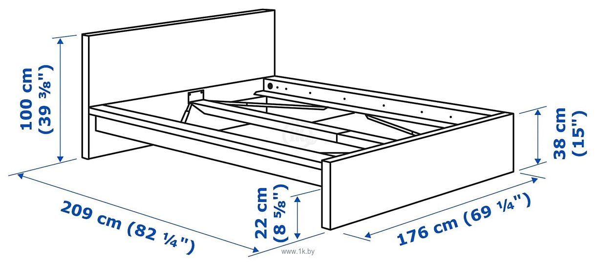 Фотографии Ikea Мальм 200x160 (дубовый шпон/беленый, без основания) 892.109.43