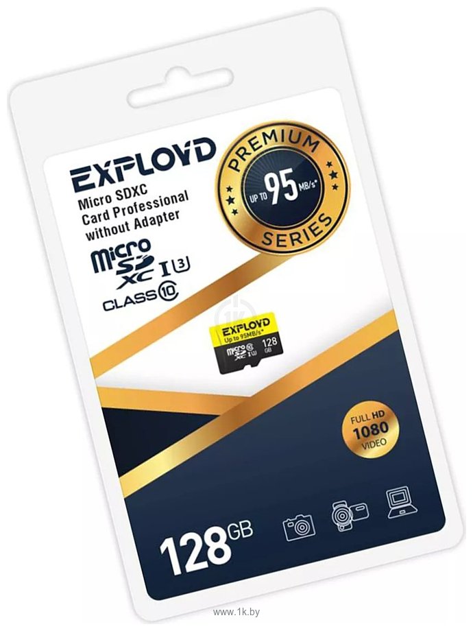 Фотографии Exployd Premium Series microSDXC 128GB EX128GCSDXC10UHS-1-ELU3-W/A-AD