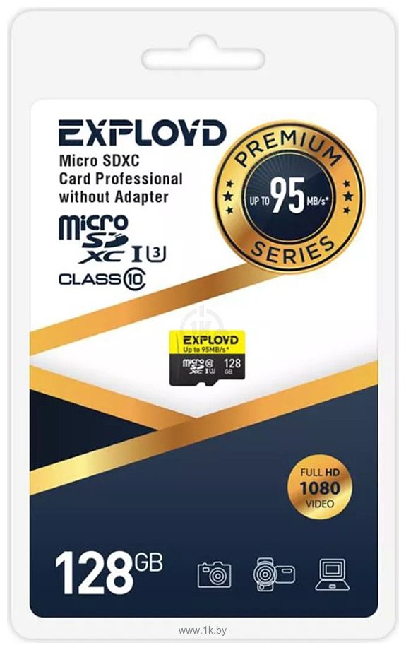 Фотографии Exployd Premium Series microSDXC 128GB EX128GCSDXC10UHS-1-ELU3-W/A-AD