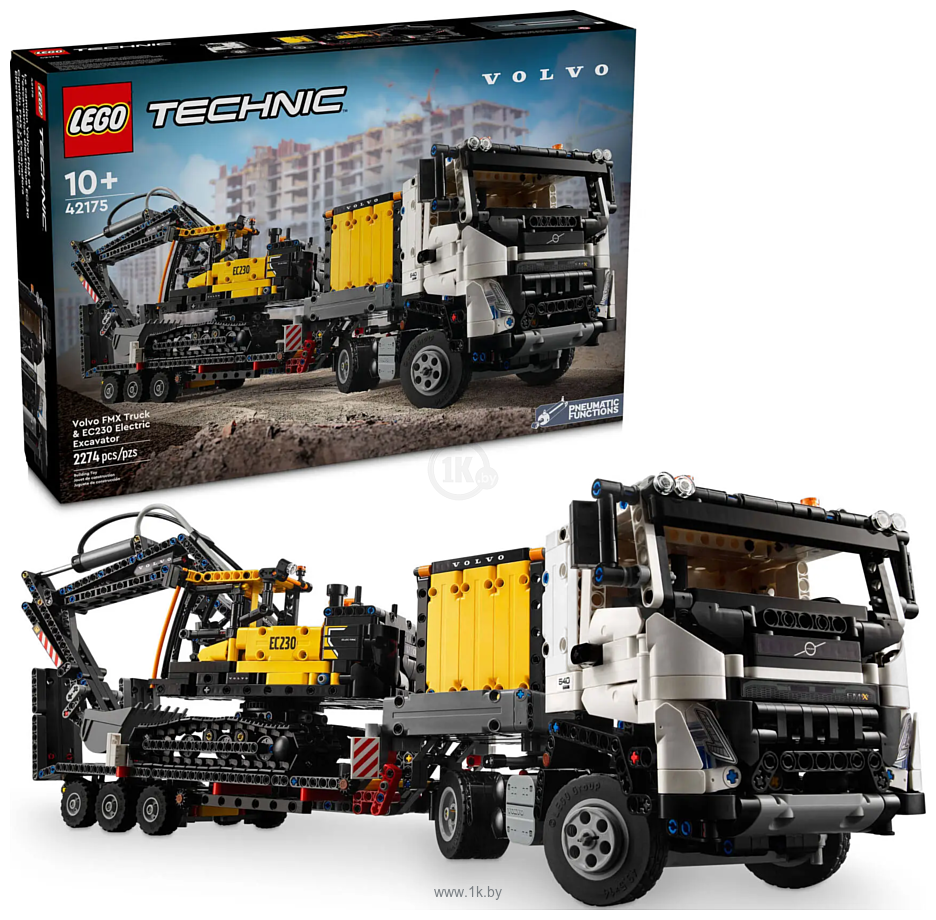 Фотографии LEGO Technic 42175 Грузовик Volvo FMX и электрический экскаватор EC230