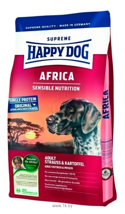Фотографии Happy Dog (4 кг) Supreme Sensible - Africa со страусом и катрофелем
