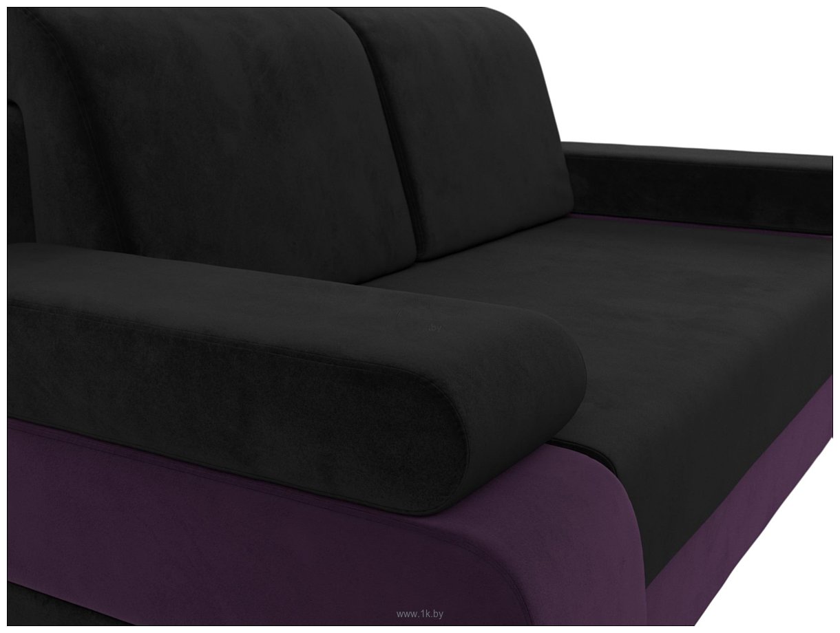 Фотографии Лига диванов Денвер 115536 (велюр, черный/фиолетовый)