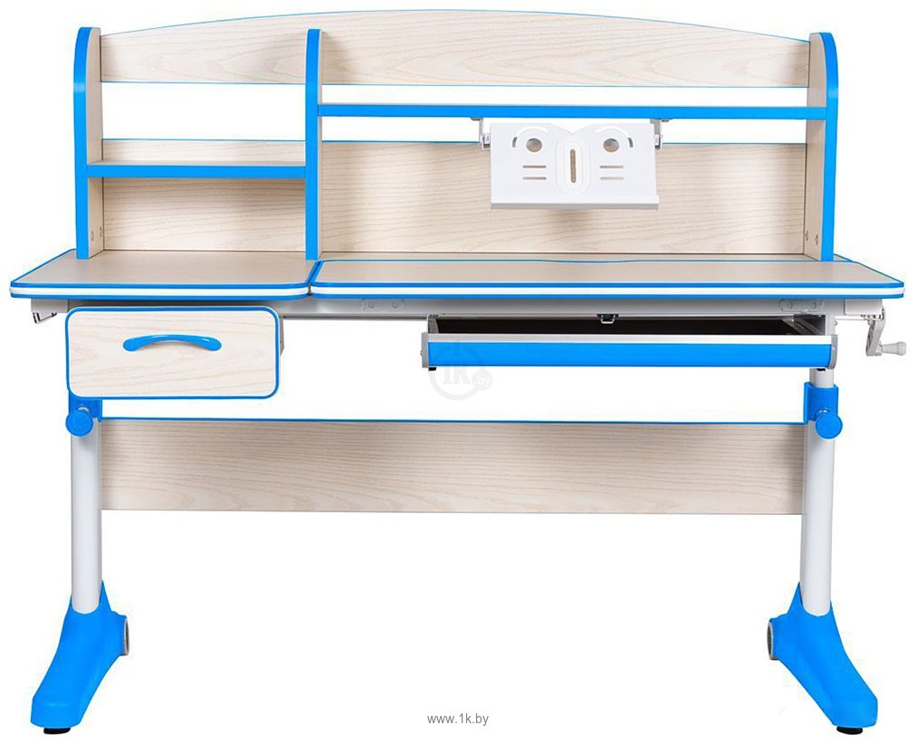 Фотографии Anatomica Uniqa + надстройка + подставка для книг с голубым креслом Ragenta (клен/голубой)