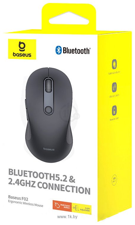 Фотографии Baseus F02 Ergonomic Wireless Mouse black, без батарейки в комплекте