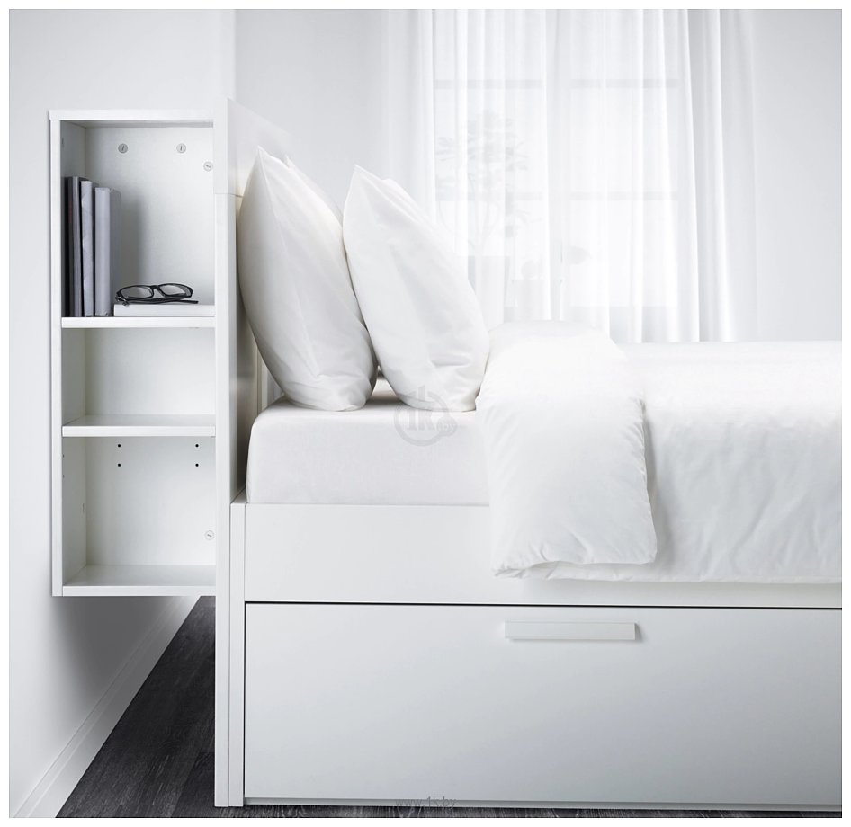 Фотографии Ikea Бримнэс 200x160 (4 ящика, белый, Лурой) 092.107.44