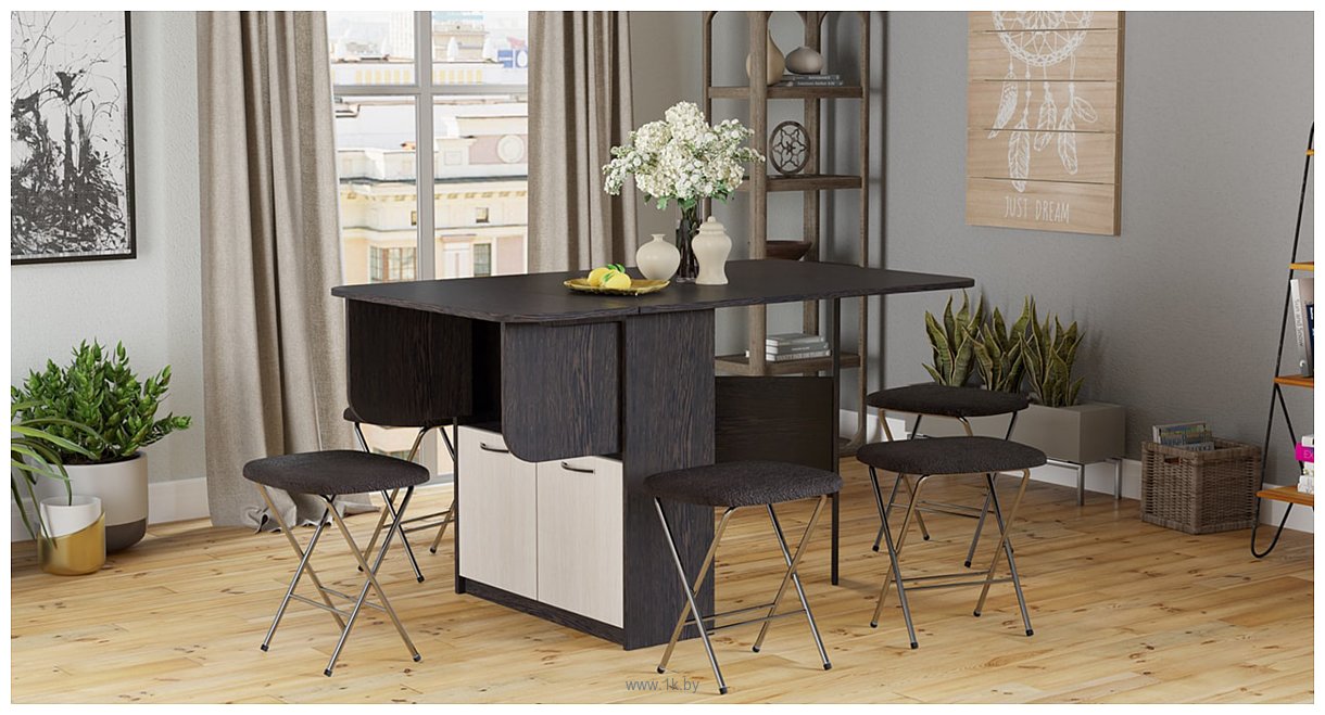 Фотографии Трия Визит раскладной (венге цаво/дуб молочный) Фотографии Трия Визит раскладной (венге цаво/дуб молочный)