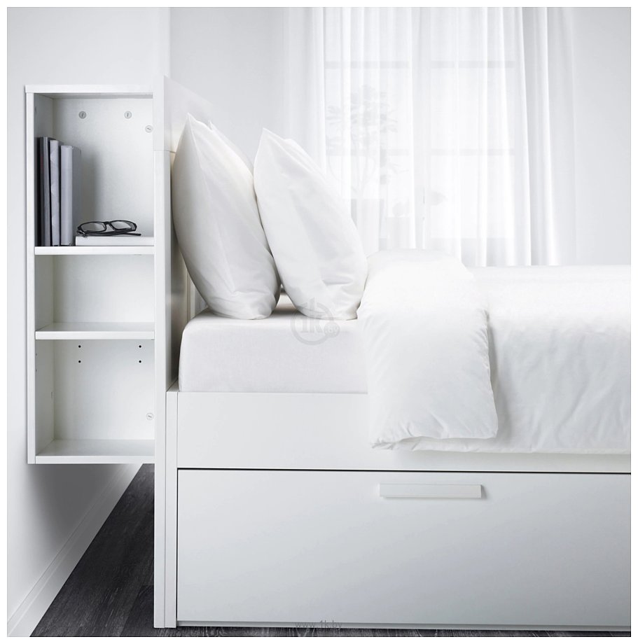 Фотографии Ikea Бримнэс 200x160 (4 ящика, белый, Леирсунд) 692.107.41