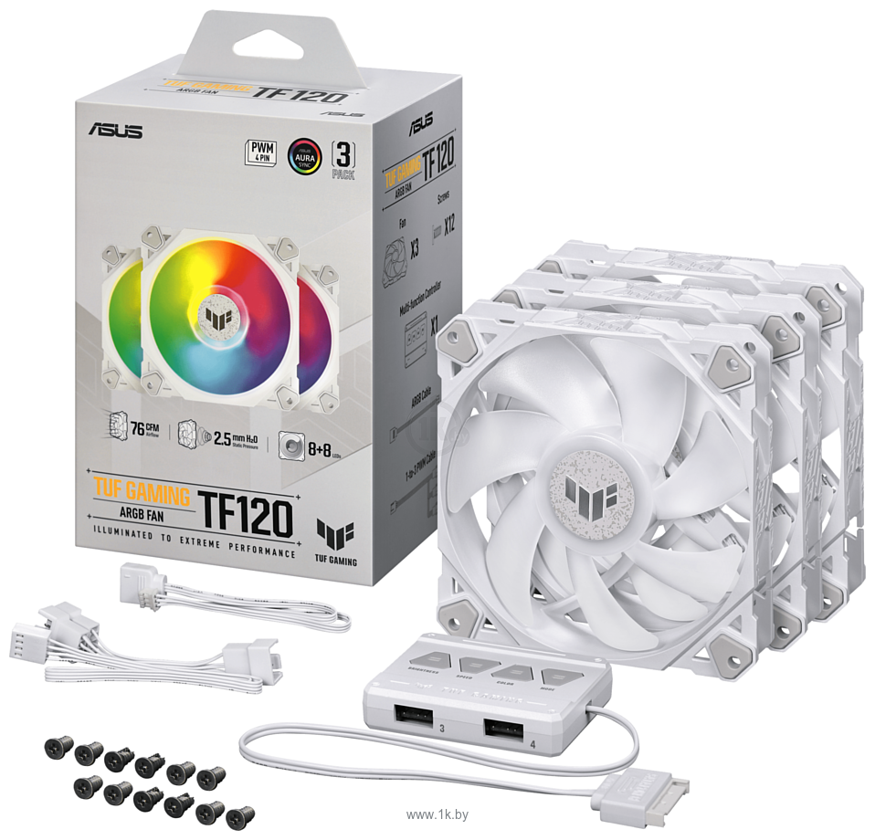 Фотографии ASUS TUF Gaming TF120 ARGB Triple Fan Kit White Edition