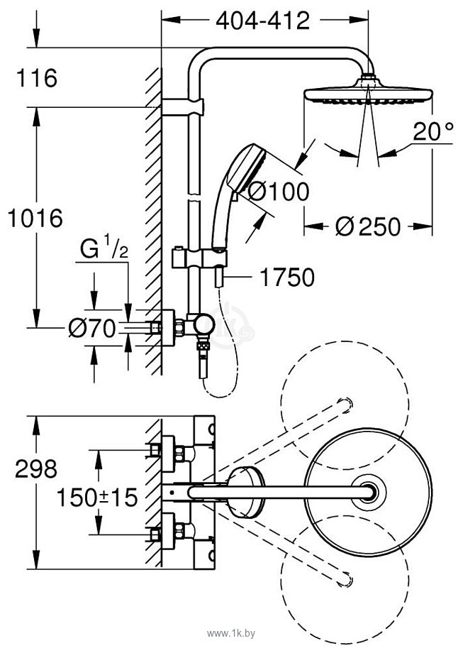 Фотографии Grohe Tempesta Cosmopolitan System 250 26670000