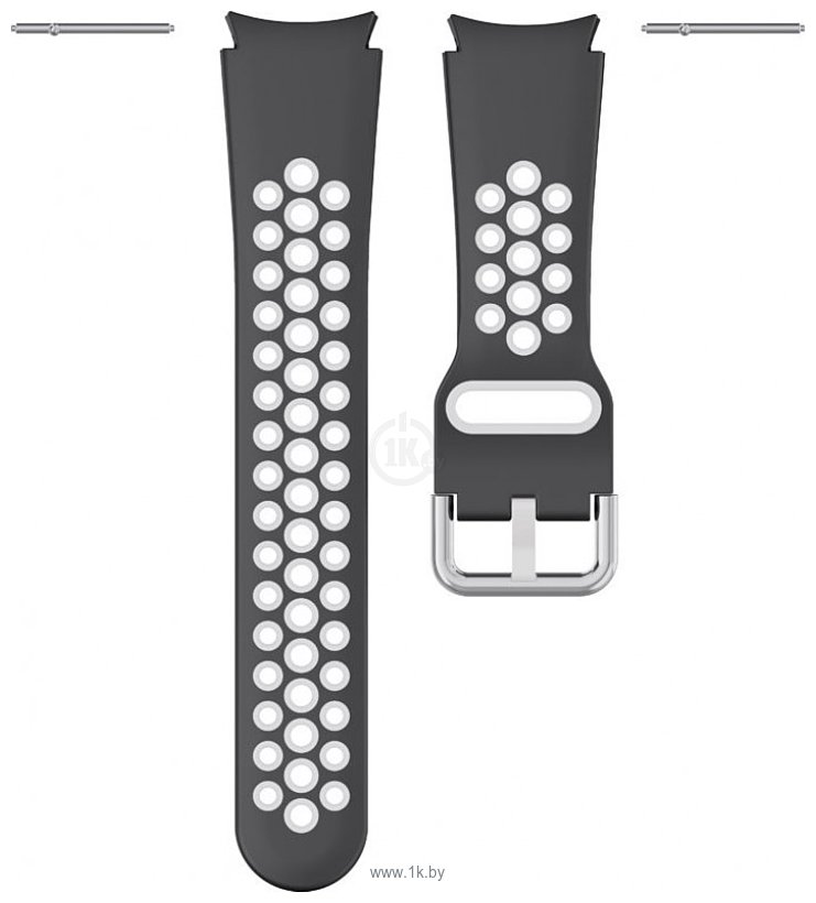 Фотографии Rumi Sport N-style силиконовый для Samsung Galaxy Watch4/5 (20 мм, черный/белый)