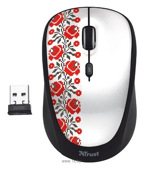 Фотографии Trust Yvi Wireless Mouse Ukrainian style flower White USB