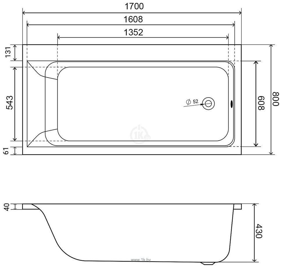 Фотографии Lauter Seraphina 170x80 2112170R с ножками и лицевым экраном