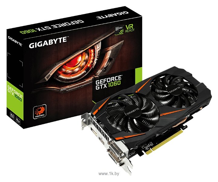 Фотографии GIGABYTE GeForce GTX 1060 1531Mhz PCI-E 3.0 6144Mb 8008Mhz 192 bit 2xDVI HDMI HDCP Windforce