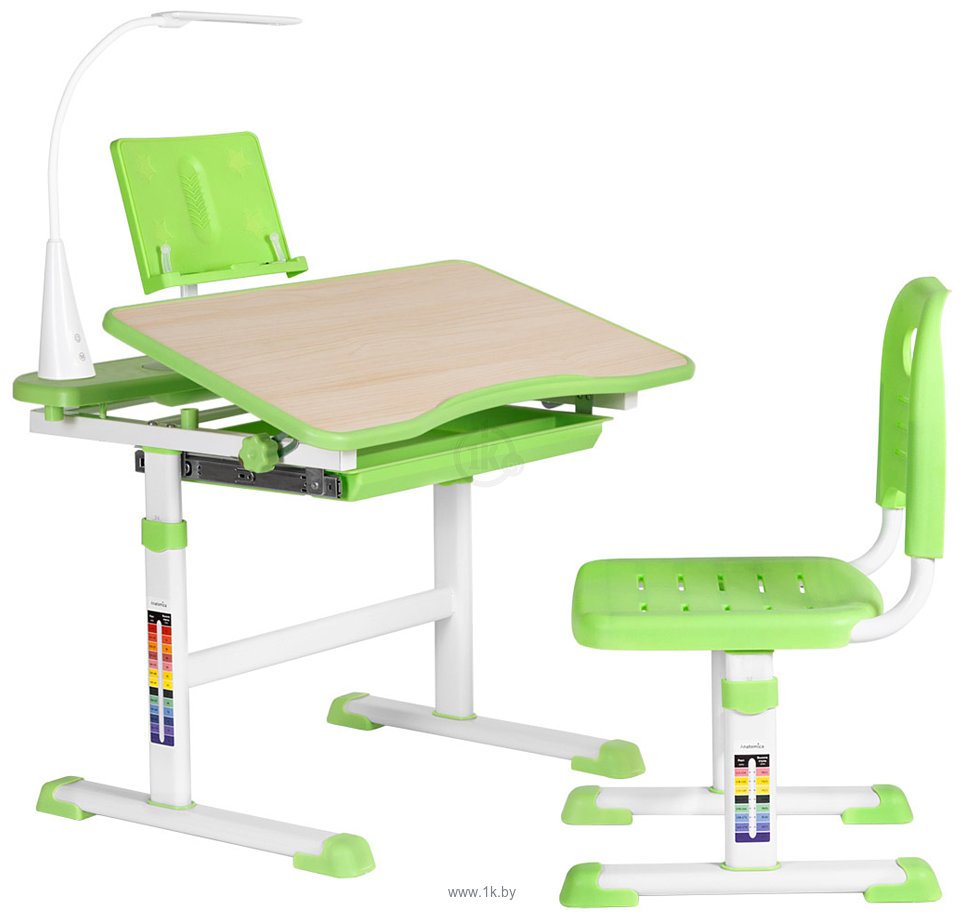 Фотографии Anatomica Avgusta + стул + выдвижной ящик + подставка (клен/зеленый)