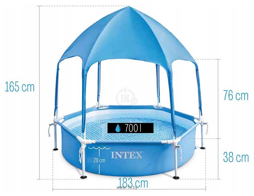 Фотографии Intex Metal Frame с навесом 28209NP (183x38)