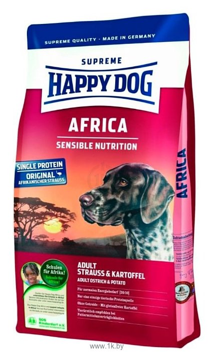 Фотографии Happy Dog (1 кг) Supreme Sensible - Africa со страусом и катрофелем