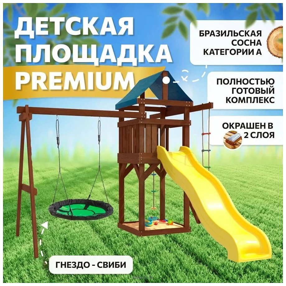 Фотографии National Tree Company С качелями гнездо Woods Свиби ДП-4 Premium