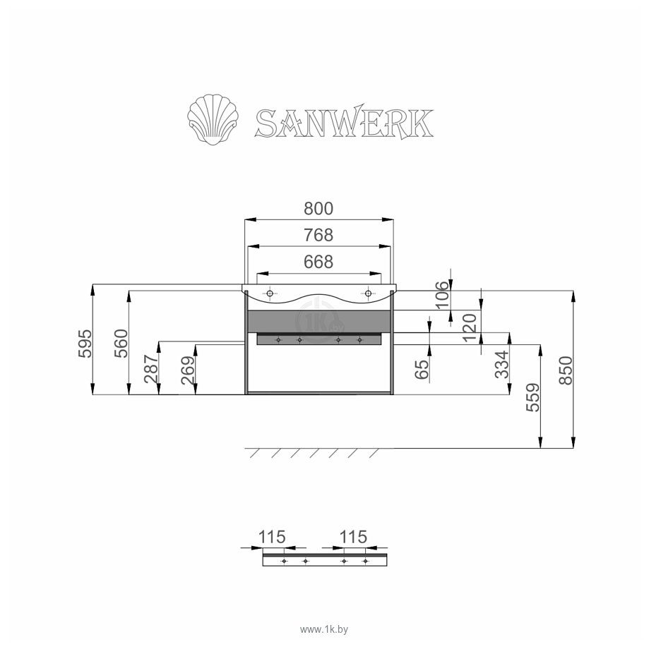 Фотографии Sanwerk Тумба Лига Air 60 с умывальником Канте (мессина) MV0000644