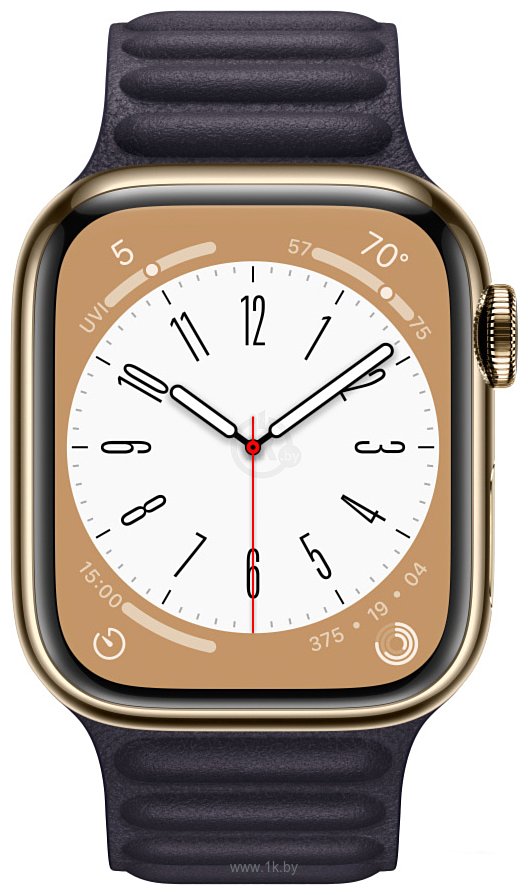 Фотографии Apple Watch Series 8 45 мм (корпус из нержавеющей стали, кожаный ремешок)