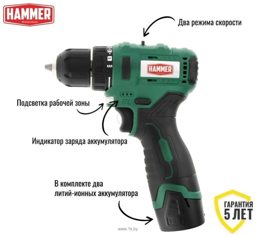 Фотографии Hammer ACD12BL (с 2-мя АКБ, кейс)