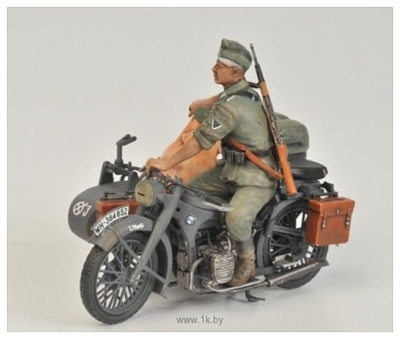 Фотографии Звезда Немецкий мотоцикл с коляской и экипажем БМВ Р-12