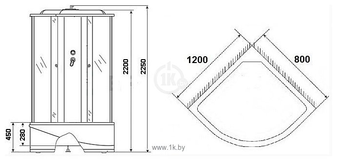 Фотографии Niagara NG-2310-14L 120x80x215 (матовое стекло, левая)