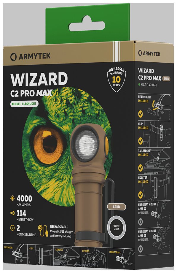 Фотографии Armytek Wizard C2 Pro Max Magnet USB Sand (белый)