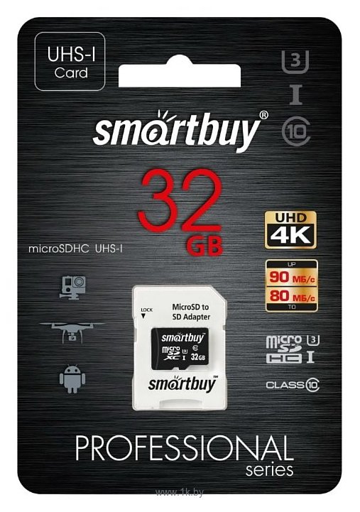 Фотографии SmartBuy Professional microSDHC Class 10 UHS-I U3 32GB + SD adapter