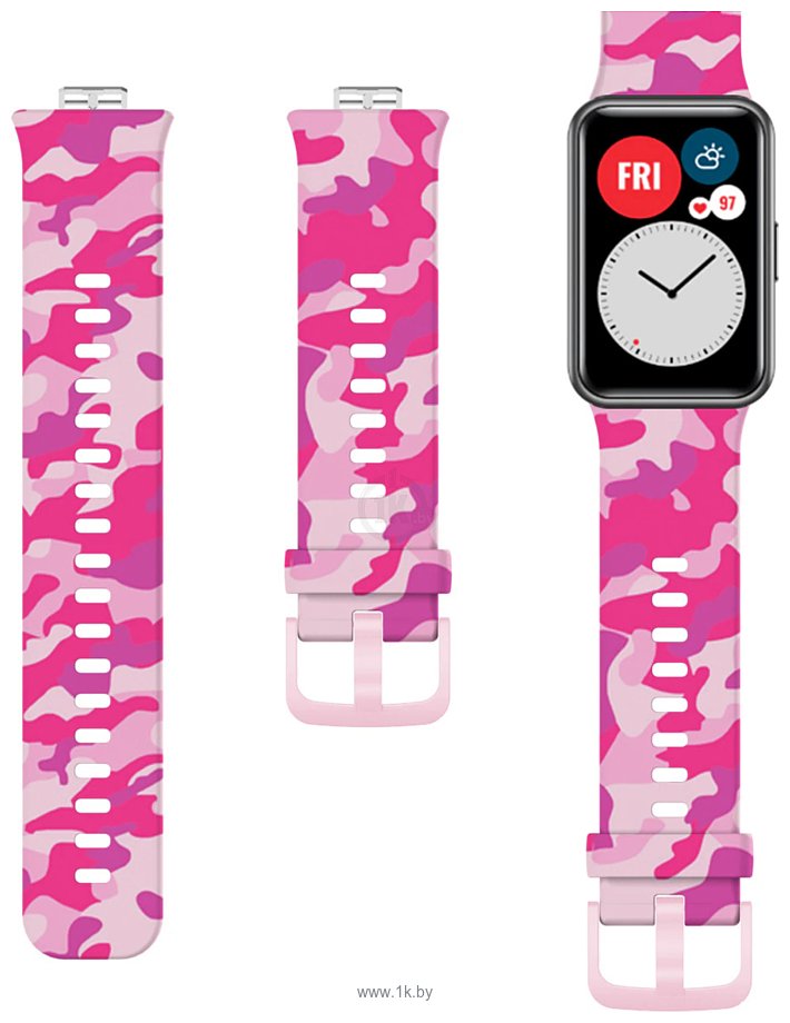 Фотографии Rumi силиконовый для Huawei Watch FIT, Watch FIT Elegant (розовый камуфляж)