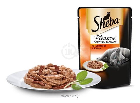 Фотографии Sheba Pleasure ломтики в соусе из телятины и языка (0.085 кг) 24 шт.