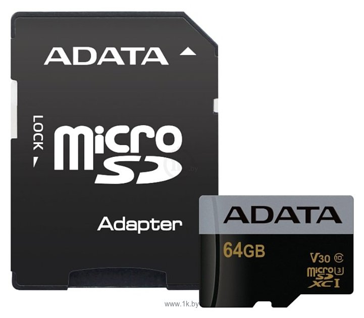 Фотографии ADATA Premier Pro microSDXC UHS-I U3 V30 Class 10 (R95/W90) 64GB + SD adapter